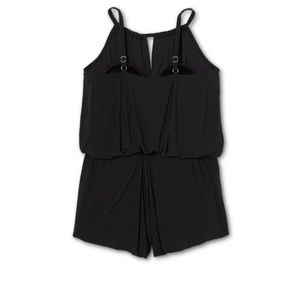 Womens Plus Swim Romper Aqua Green Purple & Black